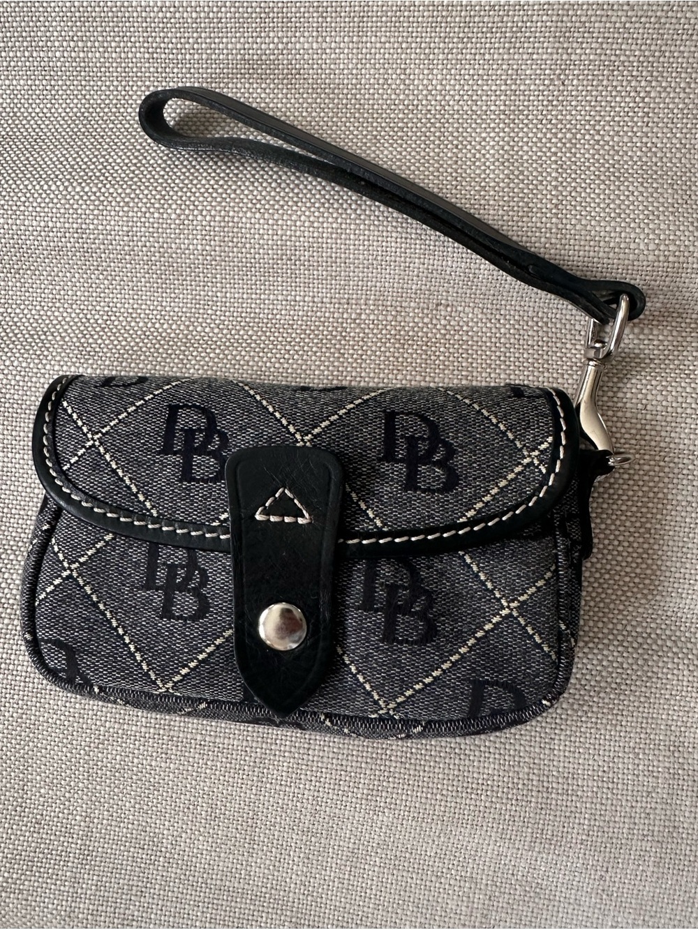 Dooney & Bourke Black and Cream Y2K Monogram Wristlet